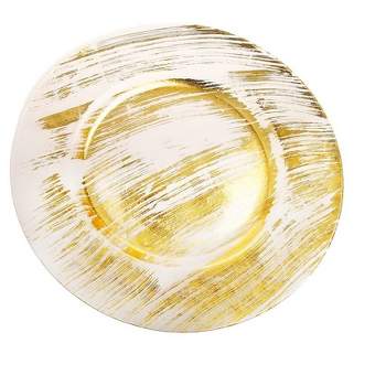 Classic Touch Set of 4 Gold Brushed Glass Chargers, 13"D