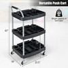 Aghana Digitals 3-Tier Black Mobile Tool Cart with Lockable Wheels, Metal & PP Construction, Ample - 3 of 4