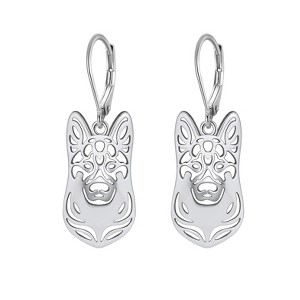 German Shepherd Dog Silver Necklace Earrings Set Women Ginger Lyne Collection - 1 of 4