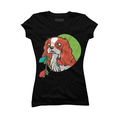 Junior's Design By Humans Super Cute Dog Paws Print Christmas Tree T-Shirt By rasok T-Shirt