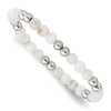 Chisel Stainless Steel Polished 6mm White Moonstone Beaded Stretch Bracelet - 2 of 4