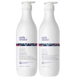 milk_shake Silver Shine Shampoo (33 oz) + Silver Shine Conditioner (33 oz) - DUO Kit for Blond or Grey Hair with Organic Blueberry Extract - 1 of 3