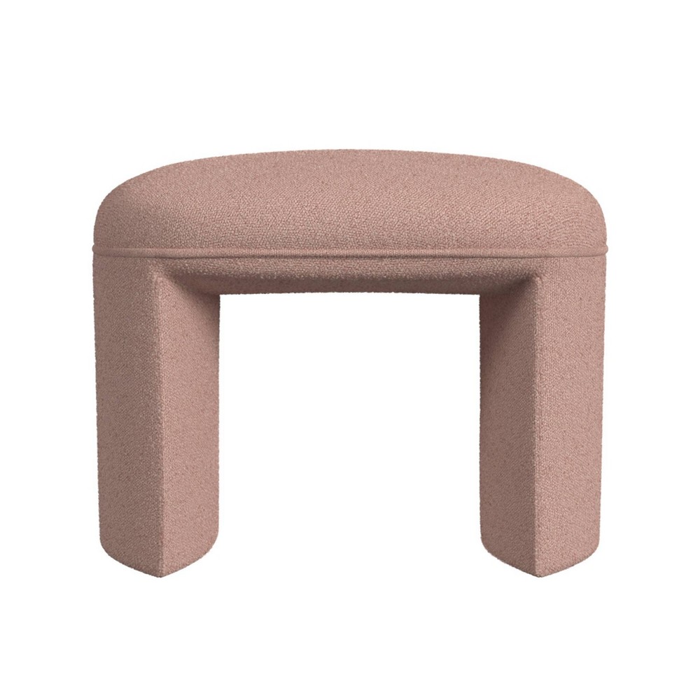 Quinn Ottoman Pink Boucle - HomePop: Vanity Bench, Footstool for Living Room, No Assembly Required