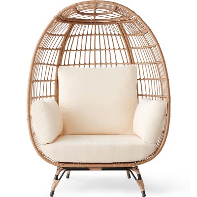 Best Choice Products Wicker Egg Chair Oversized Indoor Outdoor Patio Lounger W Steel Frame 440lb Capacity Ivory Target