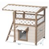 FURNIinspire Feral Cat House Outdoor 2 Story Kitty Houses with Escape Door,Curtain & Stair,30.5"*24"*29.5" - 2 of 4