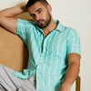Campus Sutra Men Men's Aqua Blue Unbalanced Striped Shirt - 2 of 3