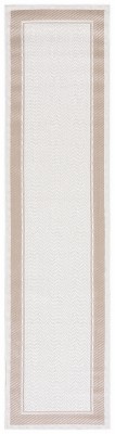 Ivory and Beige Synthetic Runner Rug, 9' x 2'2"
