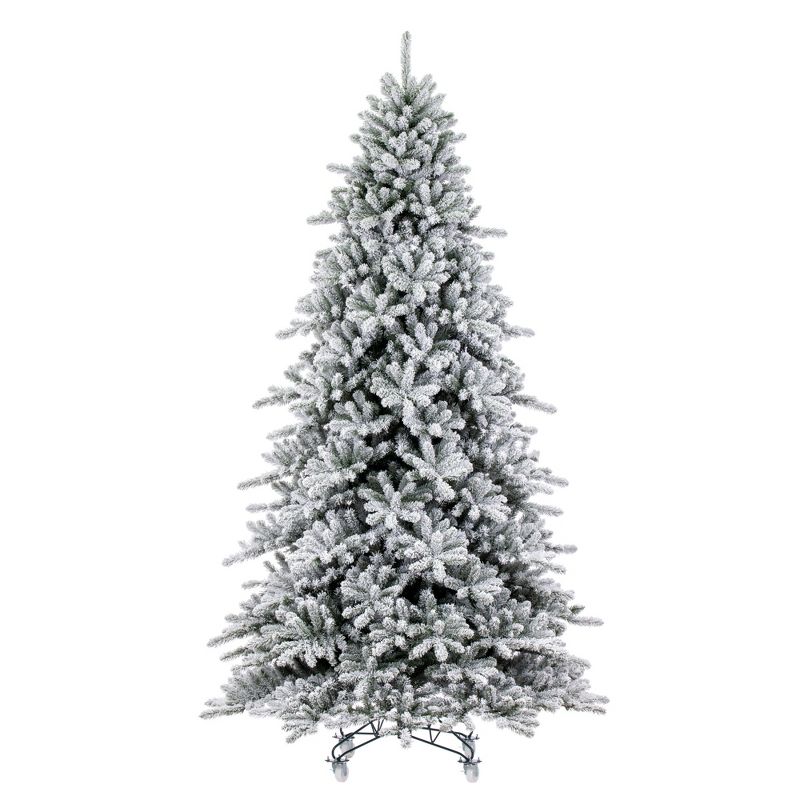 Vickerman Artificial Flocked Bavarian Pine Christmas Tree, 1 of 6