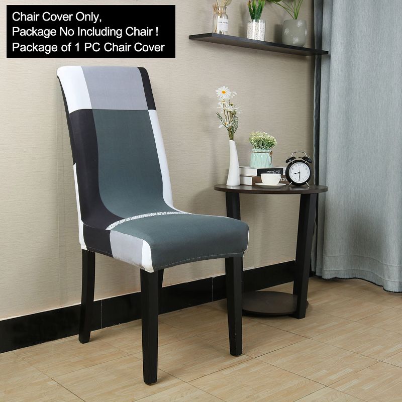 PiccoCasa Stretch Washable Dining Chair Cover Deep Green and Black  M 1 Pc, 3 of 4