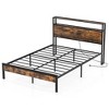 Costway Twin/Full/Queen Bed Frame with Storage Headboard Charging Station 18W USB C Port Rustic Brown - 2 of 4