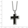 Black Bow Jewelry Stainless Steel and Black Carbon Fiber Inlay Cross Necklace - 22 Inch - 2 of 4