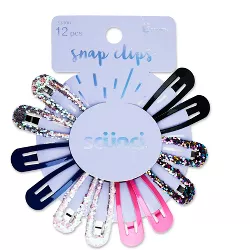 scunci Chunky Glitter & Solid Snap Clips - 12pk