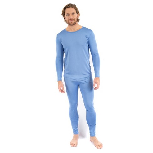 Leveret Mens Two Piece Thermal Pajamas Solid Blue L : Target