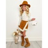 Ivory Turtleneck Top and Camel Fur Trimmed Skort Set Mia Belle Girls - 3 of 4