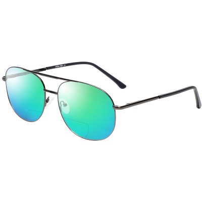 Scott&Zelda SZ7454 Unisex Polarize Bi-Focal Sunglass 41 OPTION Black Silver 55mm Blue Mirror +1.00