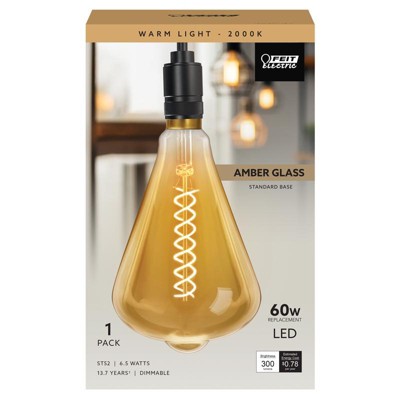 Feit Electric ST52 E26 (Medium) LED Bulb Amber 60 Watt Equivalence 1 pk