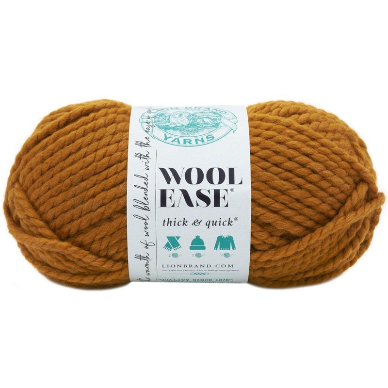 (3 Pack) Lion Brand Wool-Ease Thick & Quick Yarn - Butterscotch, 2 of 4