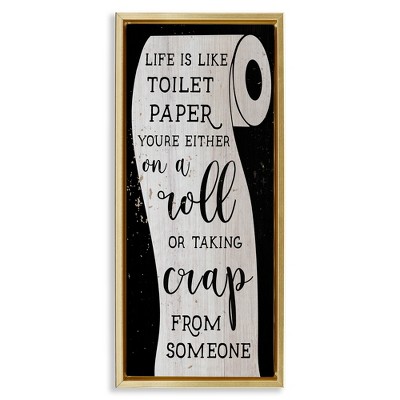Stupell Industries Like Toilet Paper Funny Bathroom Black Framed Floater Canvas Wall Art
