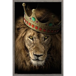 Trends International Reinders: Animals - Lion Boss Crown Framed Wall Poster Prints - 1 of 4