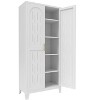 Modern Sideboard Decorative Storage Cabinet, 2 Shapely Doors Cabinet, CENGHU Buffet Cabinet, for Living Room, Kitchen, Bedroom, Hallway, White - 2 of 4