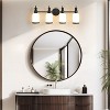 POWLIG 27.75-in 4-Light Vintage Courtly Black Bathroom Vanity Light with Frosted Milk Glass Shade - 2 of 4