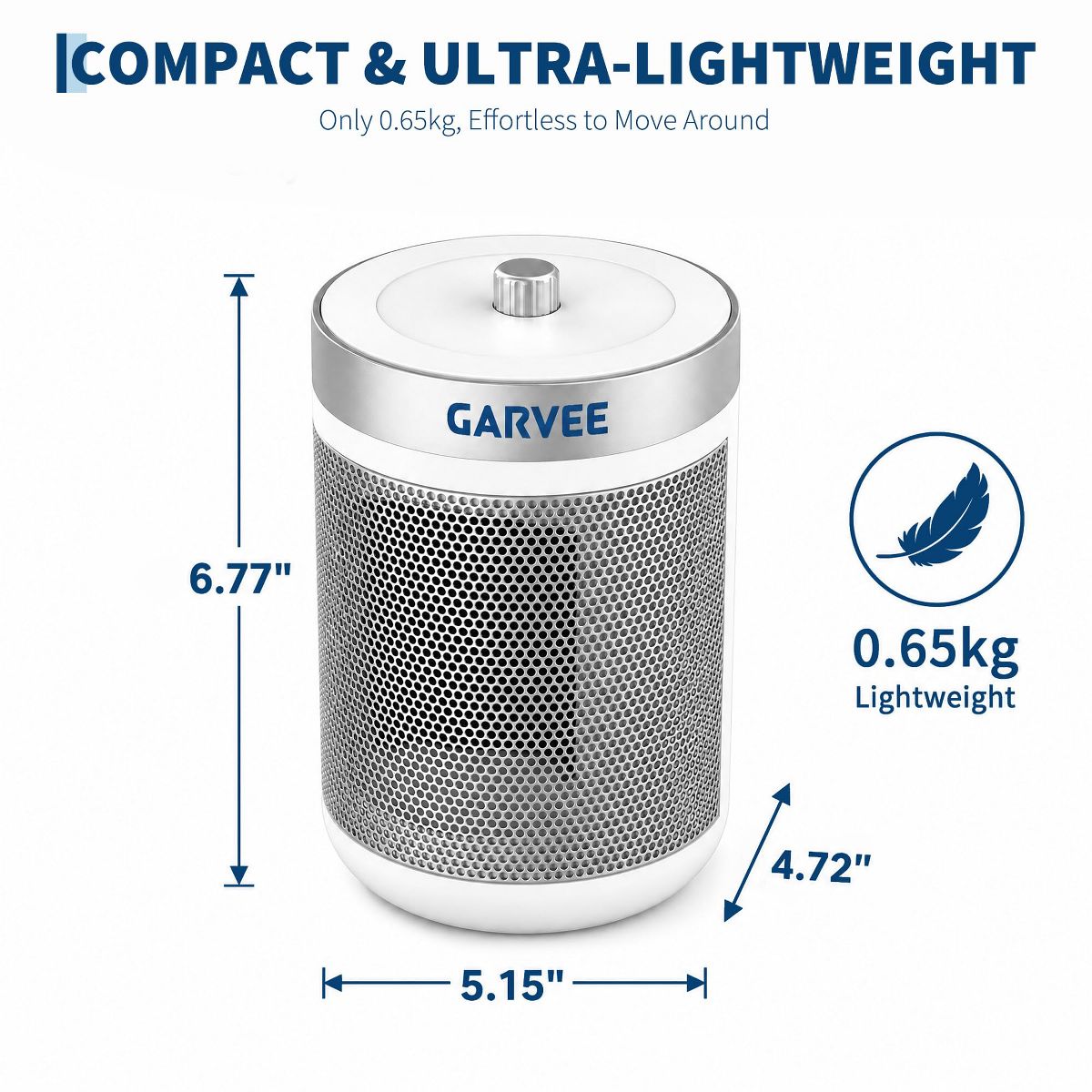 Garvee Ceramic 600W Heater Portable Heater, Adjustable Thermostat, Overheat & Tip-Over Protection, Quiet Fan Heater - thumbnail 7