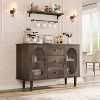 47" Sideboard Buffet Cabinet with Fluted Glass Doors & 3 Drawers, Mid-Century Credenza with Adjustable Shelves for Kitchen, Dining Room - 4 of 4