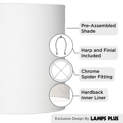 White Linen Tall Drum Lamp Shade with Chrome Fitter
