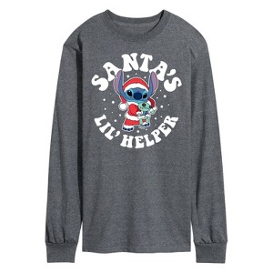Men's - Lilo and Stitch - Santas Lil Helper Christmas Long Sleeve Graphic T-Shirt - 1 of 4