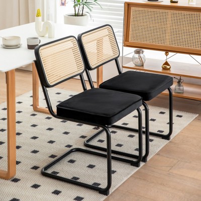 VYNXARIA Dining Chairs Set of 2, Velvet Rattan Side Accent Chairs with ...