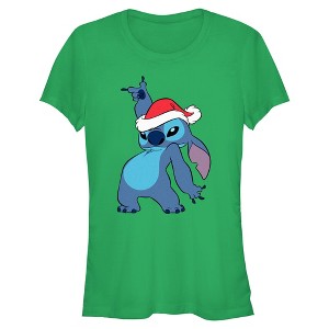 Juniors Lilo & Stitch Cool Dancing Christmas Hat Stitch T Shirt - 1 of 4