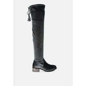 Rumple Velvet Over The Knee Clear Heel Boots Women - 1 of 4