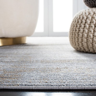 Abstract Grey & Gold Hand-Knotted Round Synthetic Area Rug