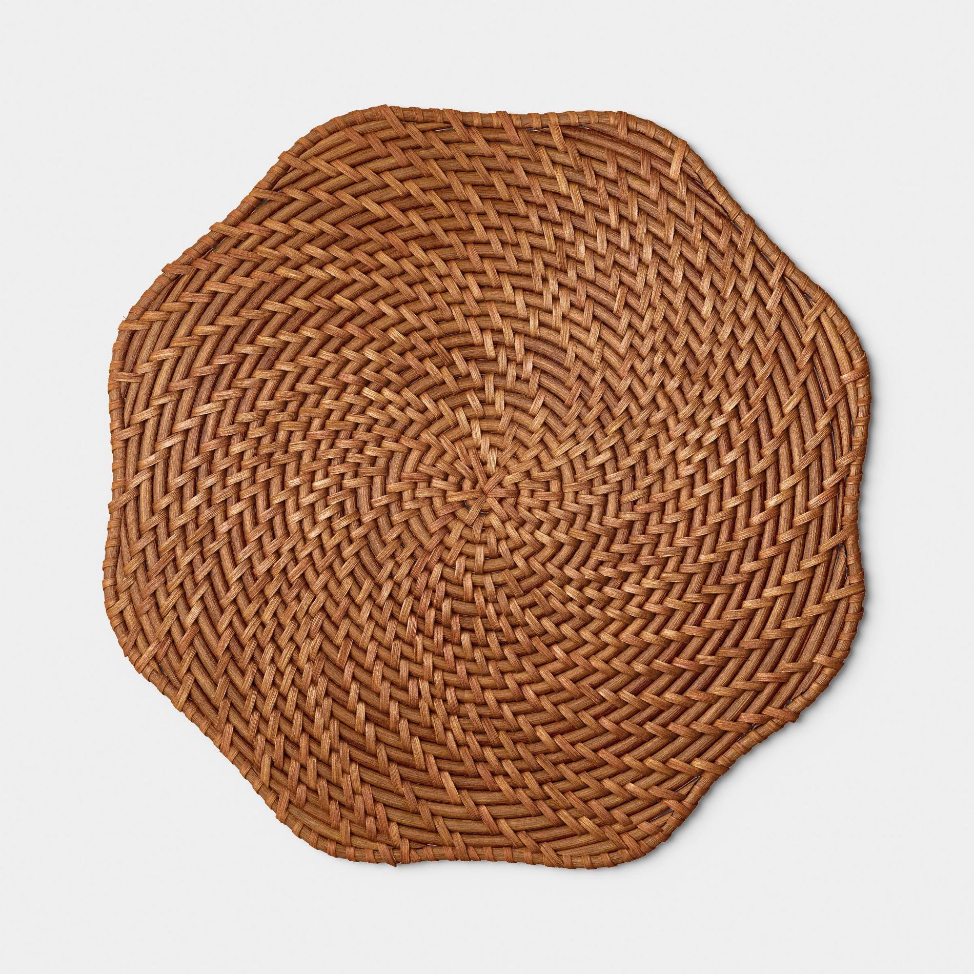 Scallop Edge Rattan Charger Dark Tan Brown - Threshold™