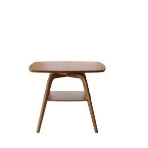 Gulches 29.53" Square Dining Table, Walnut Finish MDF & Rubber Wood, Lower Storage Shelf, for Kitchen/Dining Room/Living Room - 1 of 4