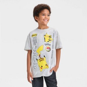 Boys' Pikachu Short Sleeve Graphic T-Shirt - Gray - 1 of 4