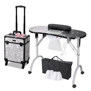 Byootique Manicure Table Nail Desk & Rolling Makeup Train Case Kit - 1 of 4