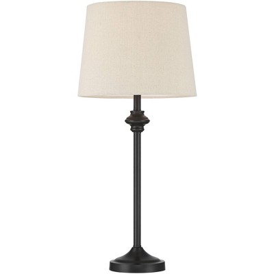 Set of 2 Beige Wood Finish Industrial Buffet Table Lamps