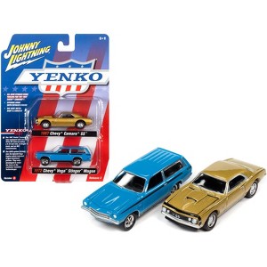 1967 Chevrolet Camaro SS Gold Met. and 1972 Chevrolet Vega Stinger Blue "YENKO" 1/64 Diecast Model Cars by Johnny Lightning - 1 of 4