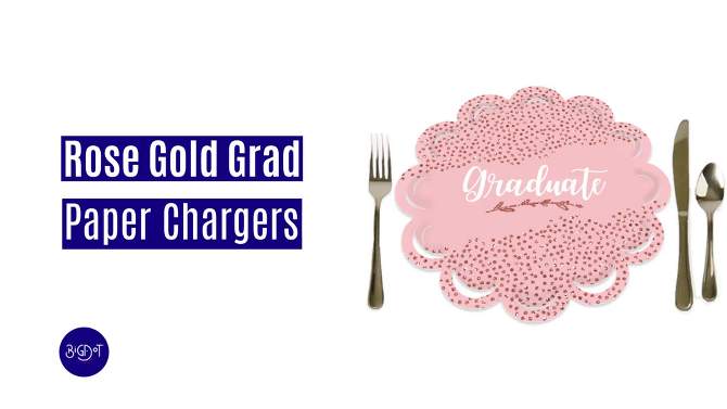 Big Dot of Happiness Rose Gold Grad - Graduation Party Round Table Decorations - Paper Chargers - Place Setting For 12, 2 of 10, play video