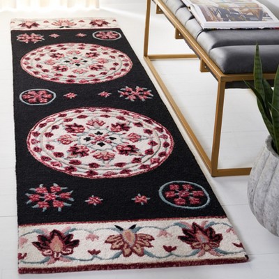 Bellagio Handmade Black Wool-Viscose Tufted Runner Rug - 27"x8"