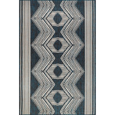 nuLOOM Rayna Geometric Stain Resistant High Traffic Outdoor Area Rug