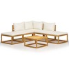 vidaXL 6-Piece Outdoor Lounge Set - Acacia Wood Frame - Cream White Cushions - Includes Coffee Table - Perfect for Garden & Patio - Natural Wood Color - 2 of 4