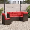 vidaXL 5 Piece Patio Sofa Set with Cushions Brown Poly Rattan - 2 of 4