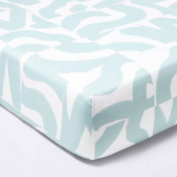 Fitted Crib Sheet Tile Print - White/Seafoam - Cloud Island™