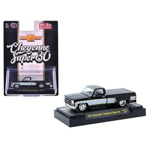 1977 Chevrolet Cheyenne Super 30 Pickup Truck Black with White Sides Limited Edition 1/64 Diecast Model Car by M2 Machines - 1 of 3