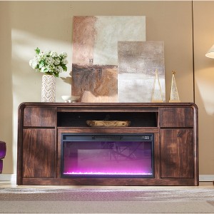 70" Modern Fireplace TV Stand, Entertainment Center for TVs Up to 80", Wood Media Console with 2 Drawers & 2 Doors - 1 of 4