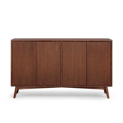 Tremolo  Modern Boho 4-Door Sideboard with Solid Wood & Contemporary Fluted Fronts - Teamson Home