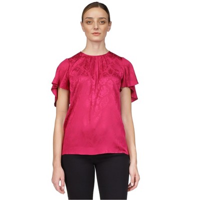 Michael Kors Womens Jacquard Satin Dolman Blouse