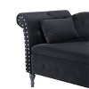 60" Velvet Storage Chaise Lounge - Multifunctional 2-in-1 Tufted Bench with Solid Wood Legs, Nailhead Trim & Included Pillow, 300lb Capacity - 3 of 4